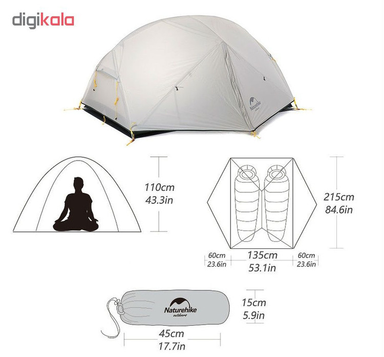چادر مسافرتی دو نفره نیچرهایک مدل Mongar 2 Ultralight