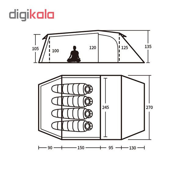 چادر مسافرتی سه نفره نیچرهایک مدل Opalus 20D Tunnel