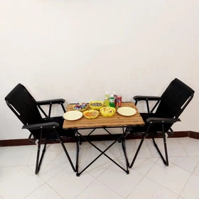 صندلی و میز چوبی (ست دونفره) تاشو