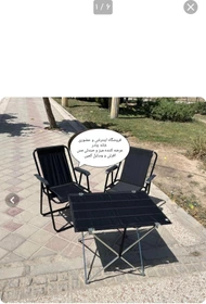 ست میز صندلی ساحلی تاشو مسافرتی دسته مبلی 2 نفره فوم دار 7 فنره دسته بسیار مقاوم با میز استراکچر تاشو